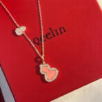 麒麟（Qeelin）Wulu 系列粉色珐琅镶钻葫芦吊坠可调节项链 - 图片 2