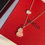 麒麟（Qeelin）Wulu 系列粉色珐琅镶钻葫芦吊坠可调节项链 - 图片 3