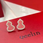 麒麟（Qeelin）Wulu 系列粉色珐琅镶钻葫芦耳钉 - 图片 2
