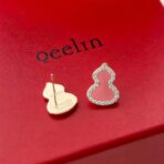 麒麟（Qeelin）Wulu 系列粉色珐琅镶钻葫芦耳钉