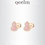 麒麟（Qeelin）Wulu 系列粉色珐琅镶钻葫芦耳钉 - 图片 4